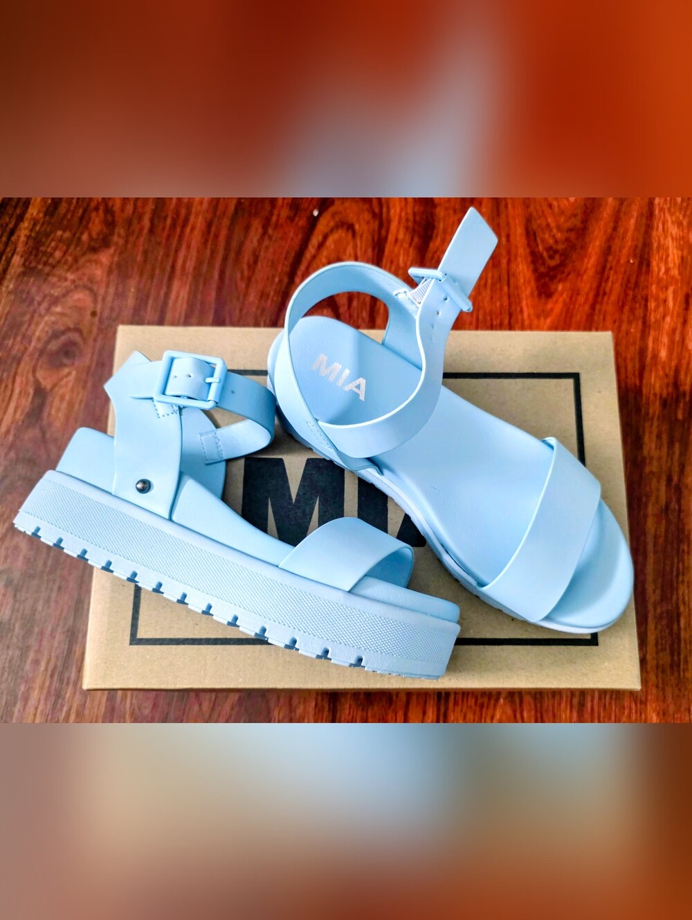 MIA Sky Blue Platform Sandals with Ankle Strap